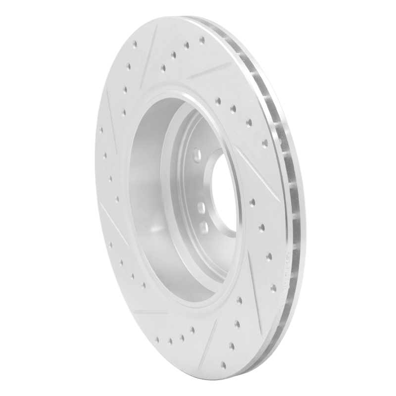 BMW M5 Brake Rotor (1) - Rear Right - R1 Concepts - Drilled & Slotted - Silver - `00-`06